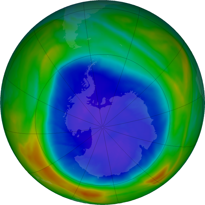 Antarctic ozone map for 11 September 2021